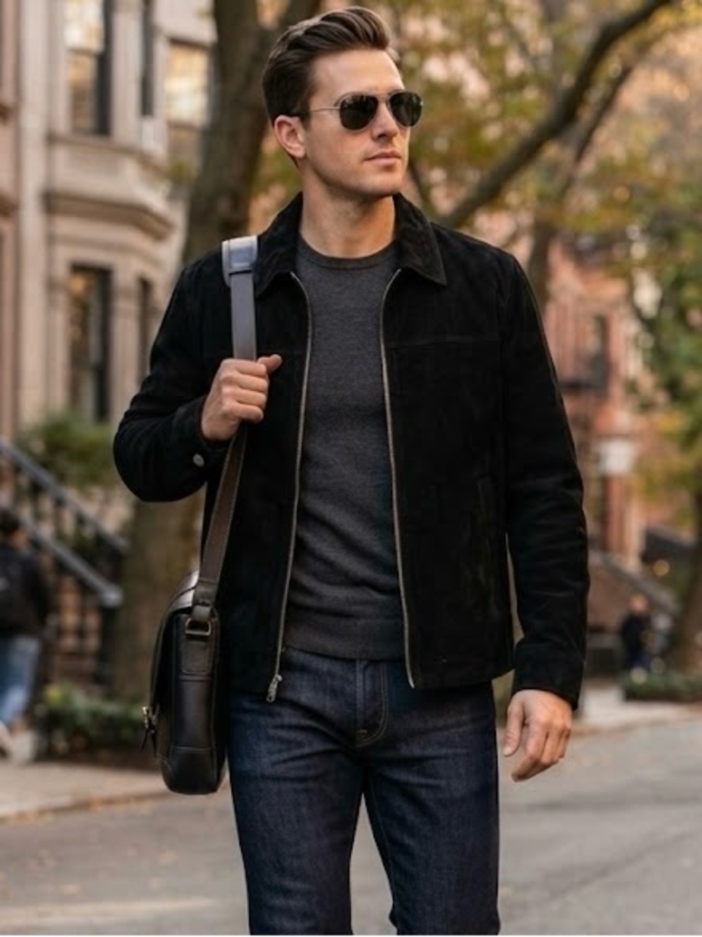 Penmans Black 100% Leather Suede Quilted Jacket - Size XL Timeless Classic Chic